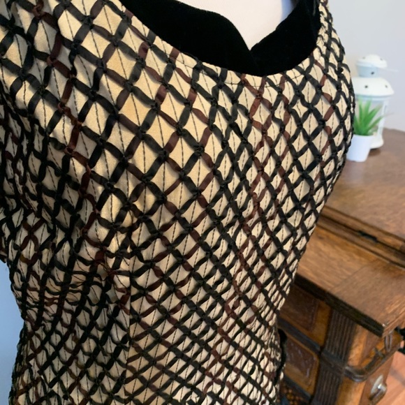 Vintage 1950’s Brown Waffle-Style Dress - Picture 2 of 11
